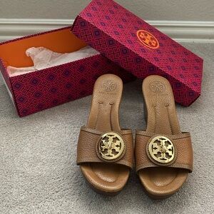 Leather Wedge Slides